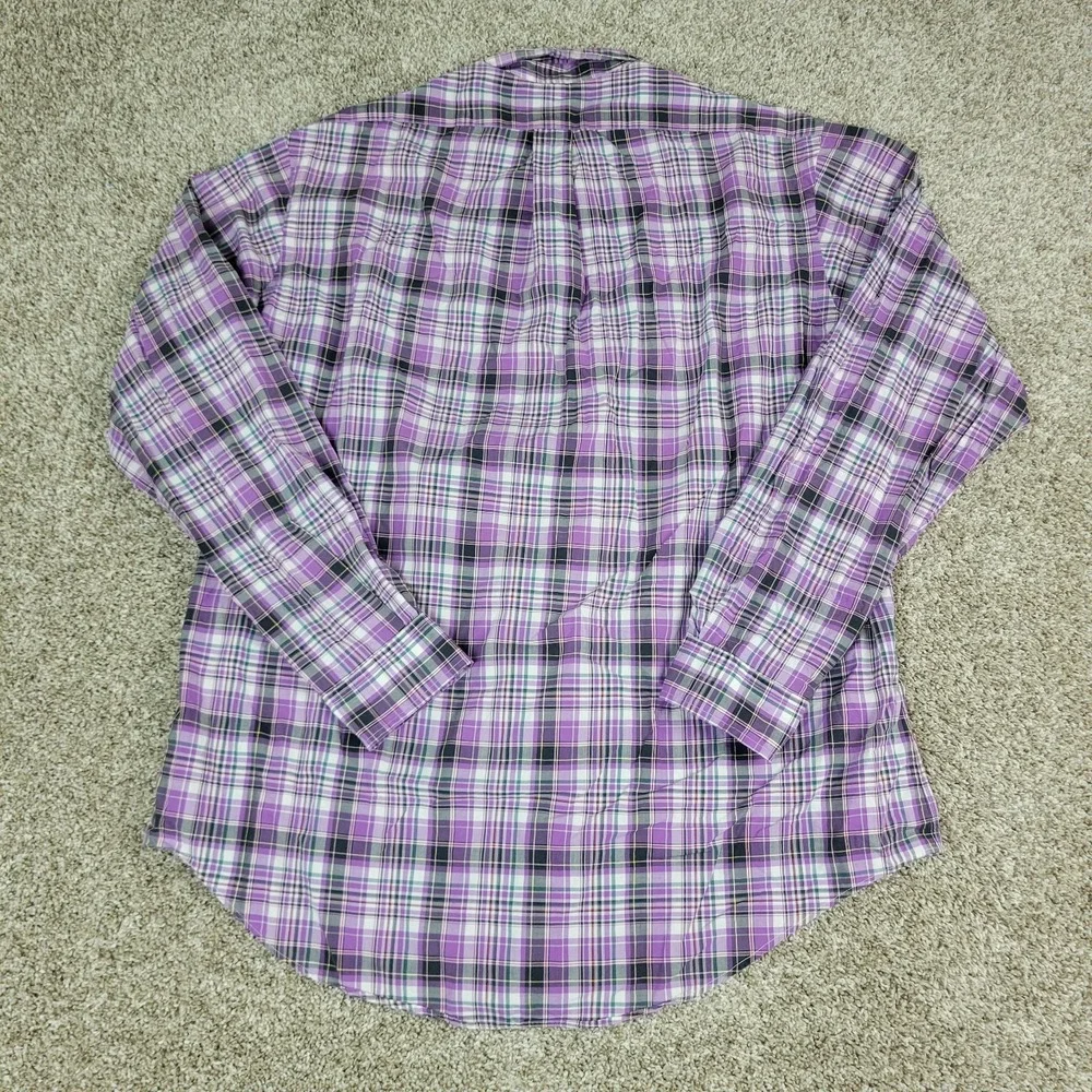 Ralph Lauren Mens XL Purple Plaid Pony Button Down Long Sleeve - Picture 3 of 5